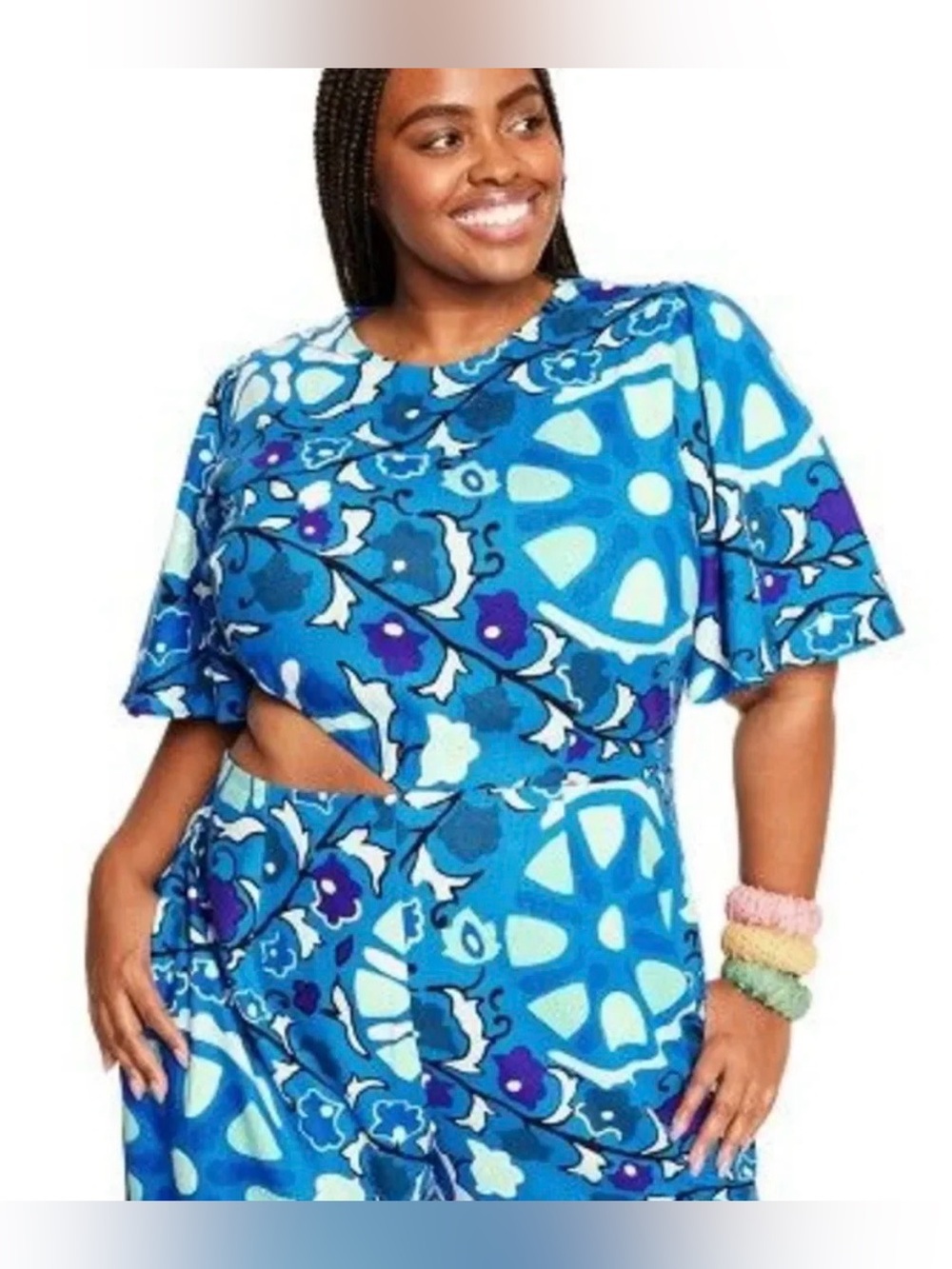 Rhode Plus Size Blue Floral Cutout Jumpsuit